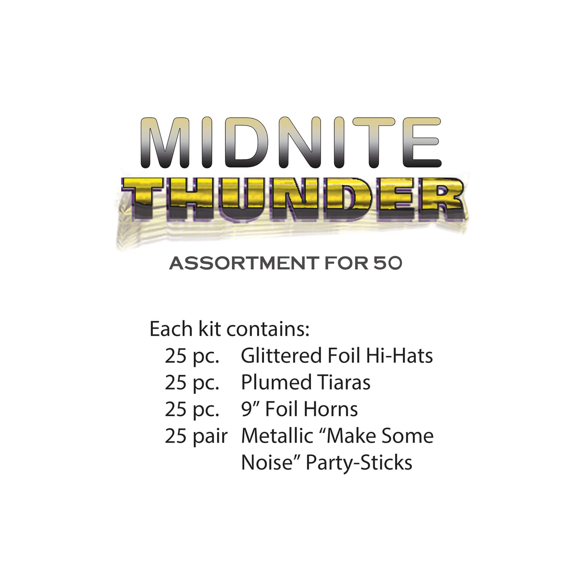 Beistle New Year Midnite Thunder Party Favor Kit for 50